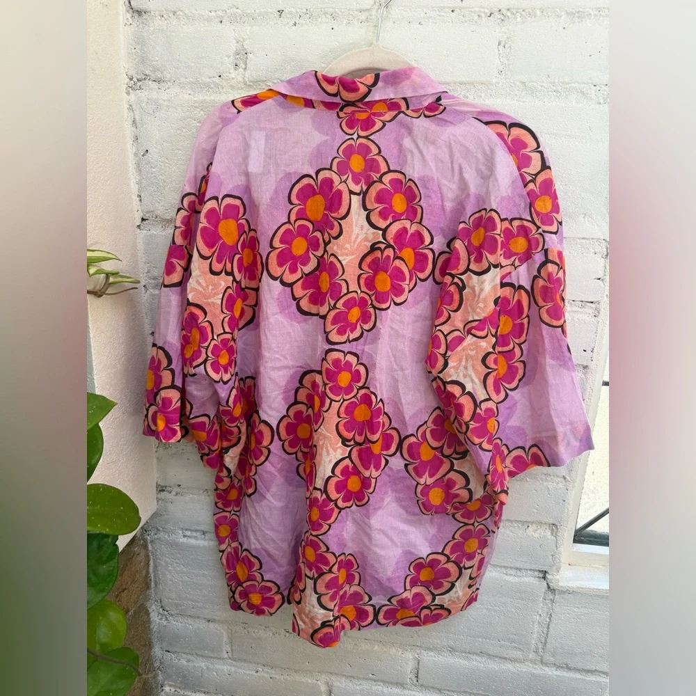 Free People Kinga Csilla Anuenue Lae Boyfriend Pink Rose Floral Shirt - Picture 7 of 7